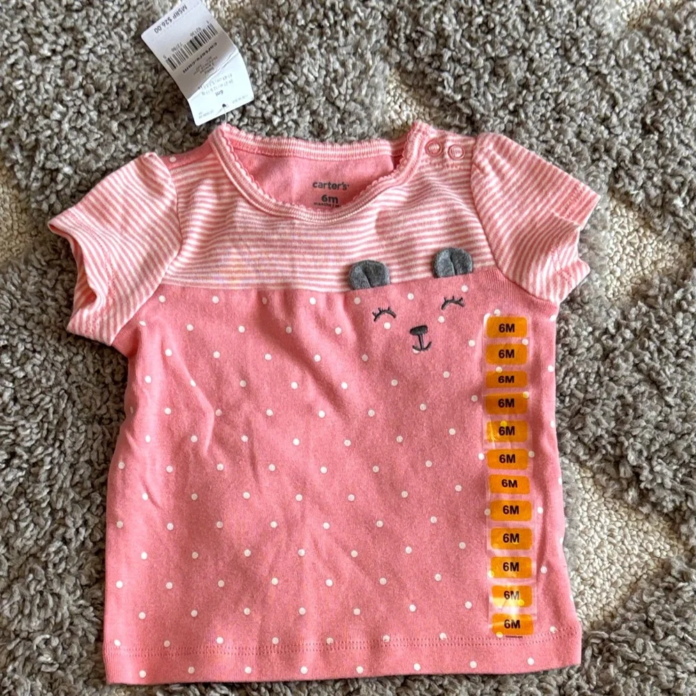 Carter's Pink Striped and Polka Dot Tee
